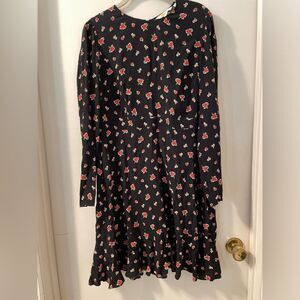 Boden Long Sleeve Flippy Mini Dress in Rose Pop Floral Pattern Size 10R